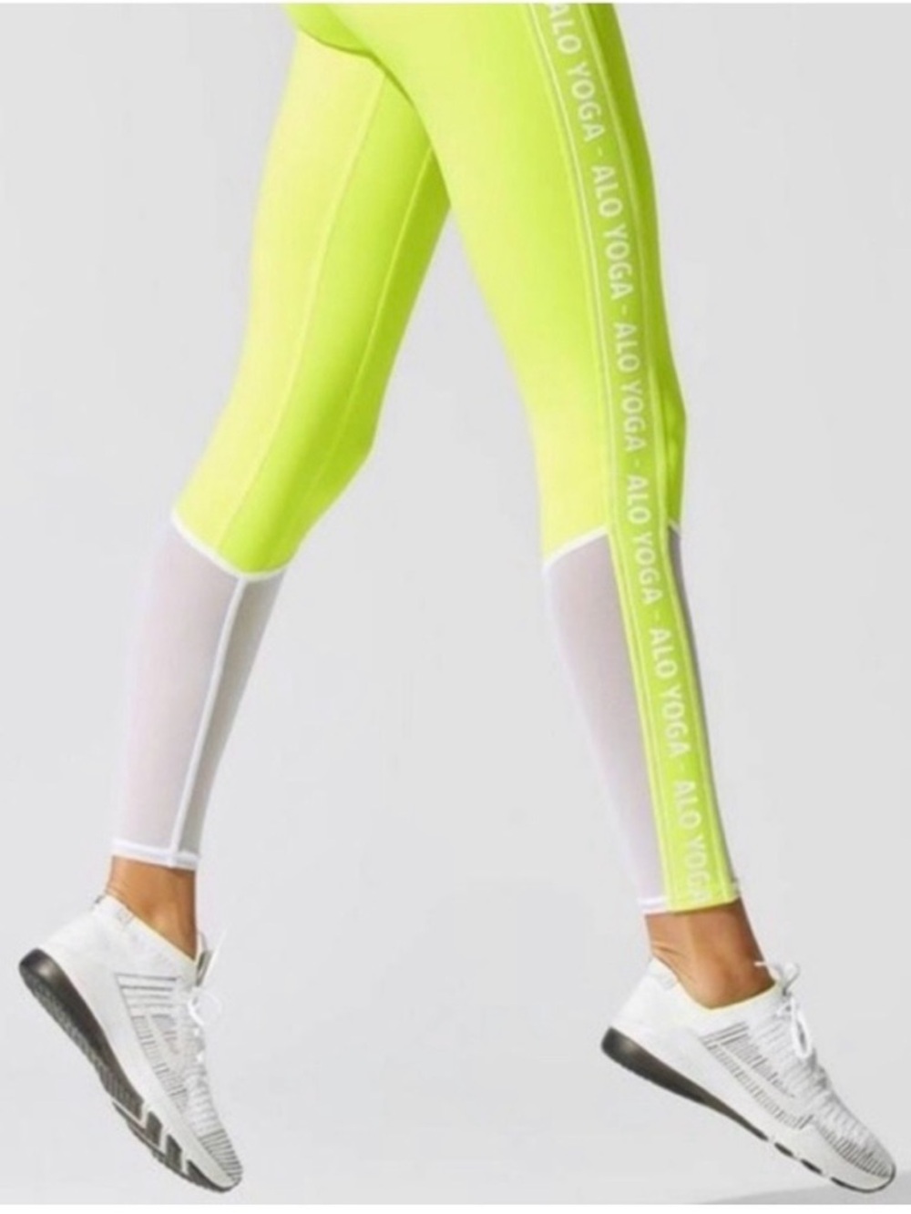 Alo Yoga Neon Yellow Mesh-Panel Leggings